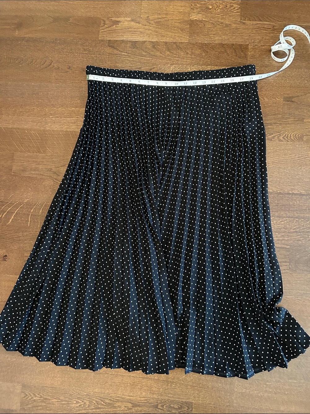 Halogen Black Polka Dot Pleated Midi Skirt